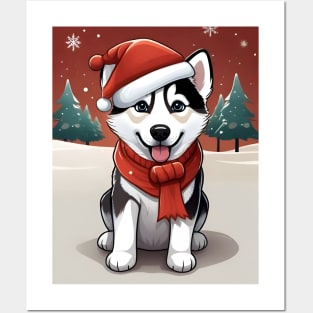 christmas husky Posters and Art